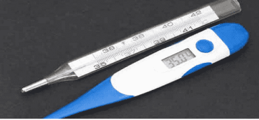 the method of measuring the temperature in the thermometre;